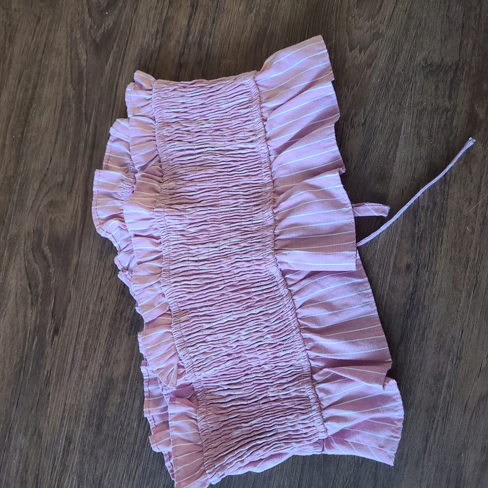 Pink Striped Ruffle Tube Top - Picture 2 of 2